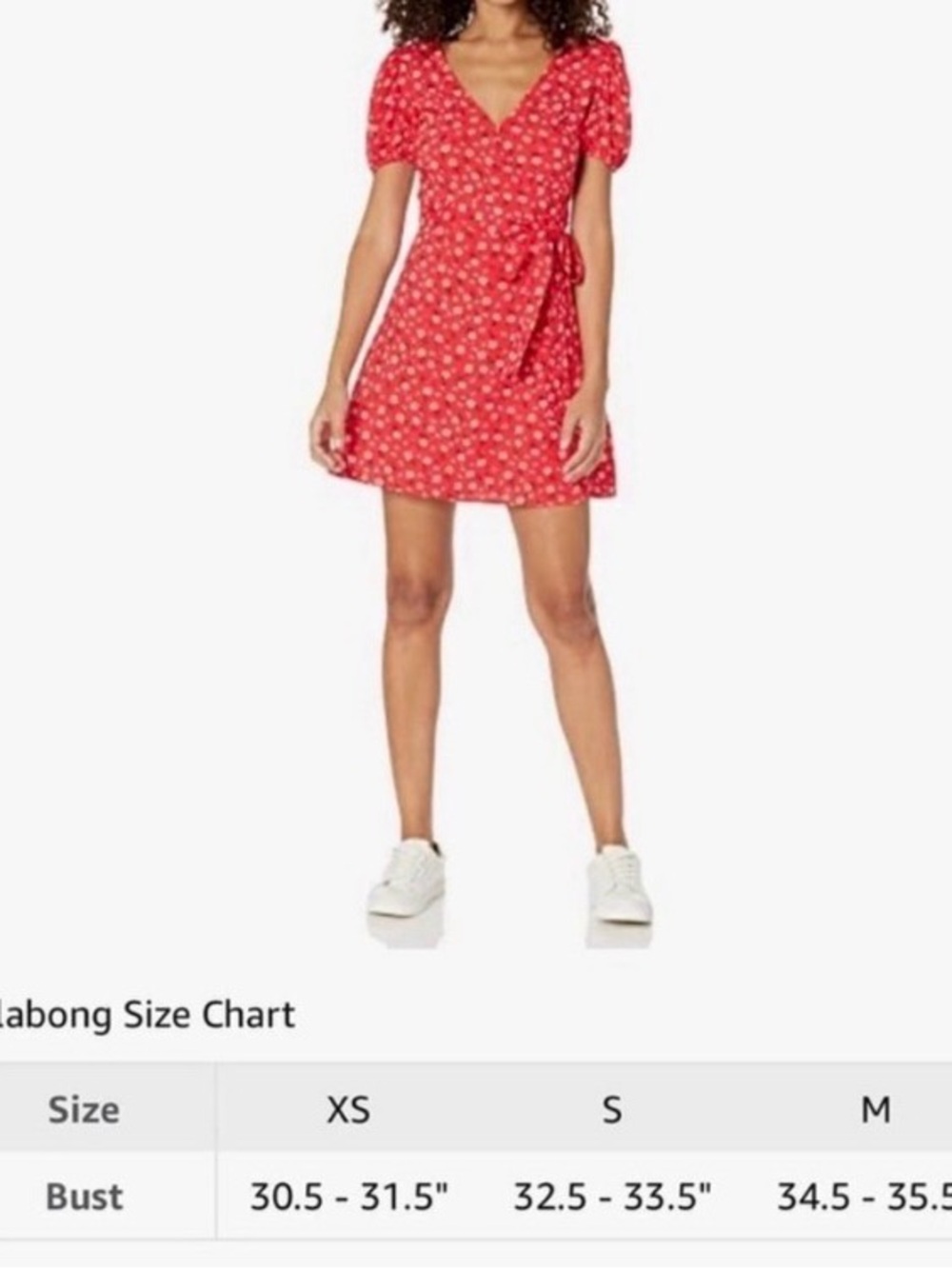 Red Floral Wrap Mini Dress —
